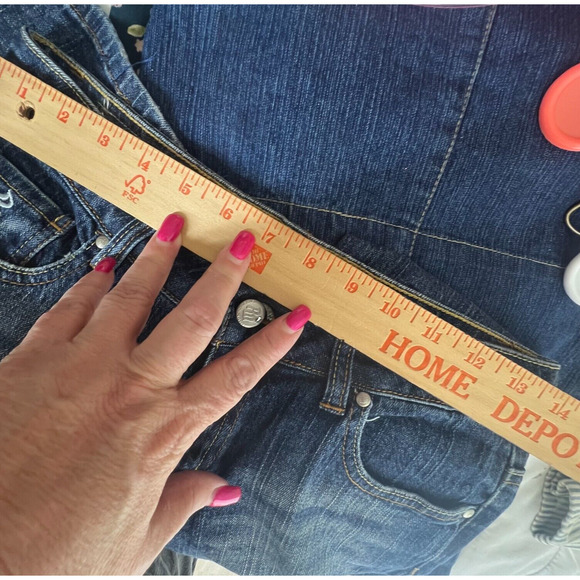 Rocawear Bootcut Jeans Womens 3 Blue Patchwork Denim Rhinestones Classic Retro - Picture 7 of 9